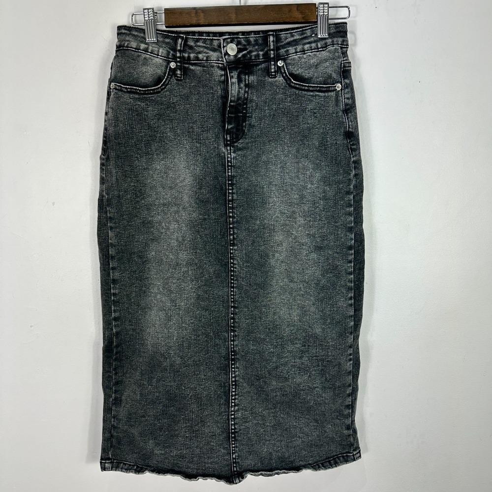 Marc New York Jeans Black Denim Midi Skirt Womens 4 Quiet Luxury Clean Girl
